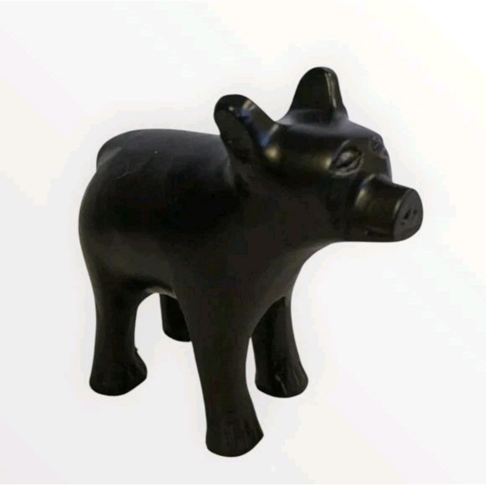 Cast Metal Bear Pig Figurine Cub Black Animal Carved Folk Art Forest Farm Fun 3" - Picture 1 of 15